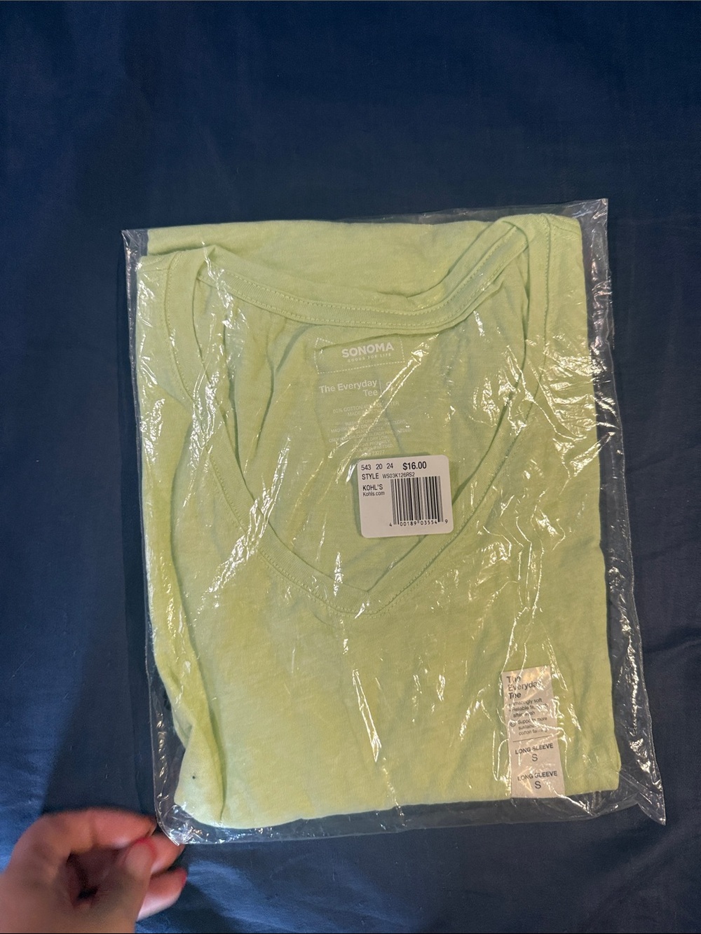 Sonoma Light Green V-Neck Long Sleeve Tee